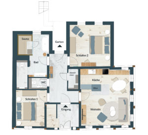 Apartment Alwine Grundriss im Erdgeschoss