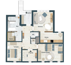 Apartment Hermann Grundriss im Obergeschoss